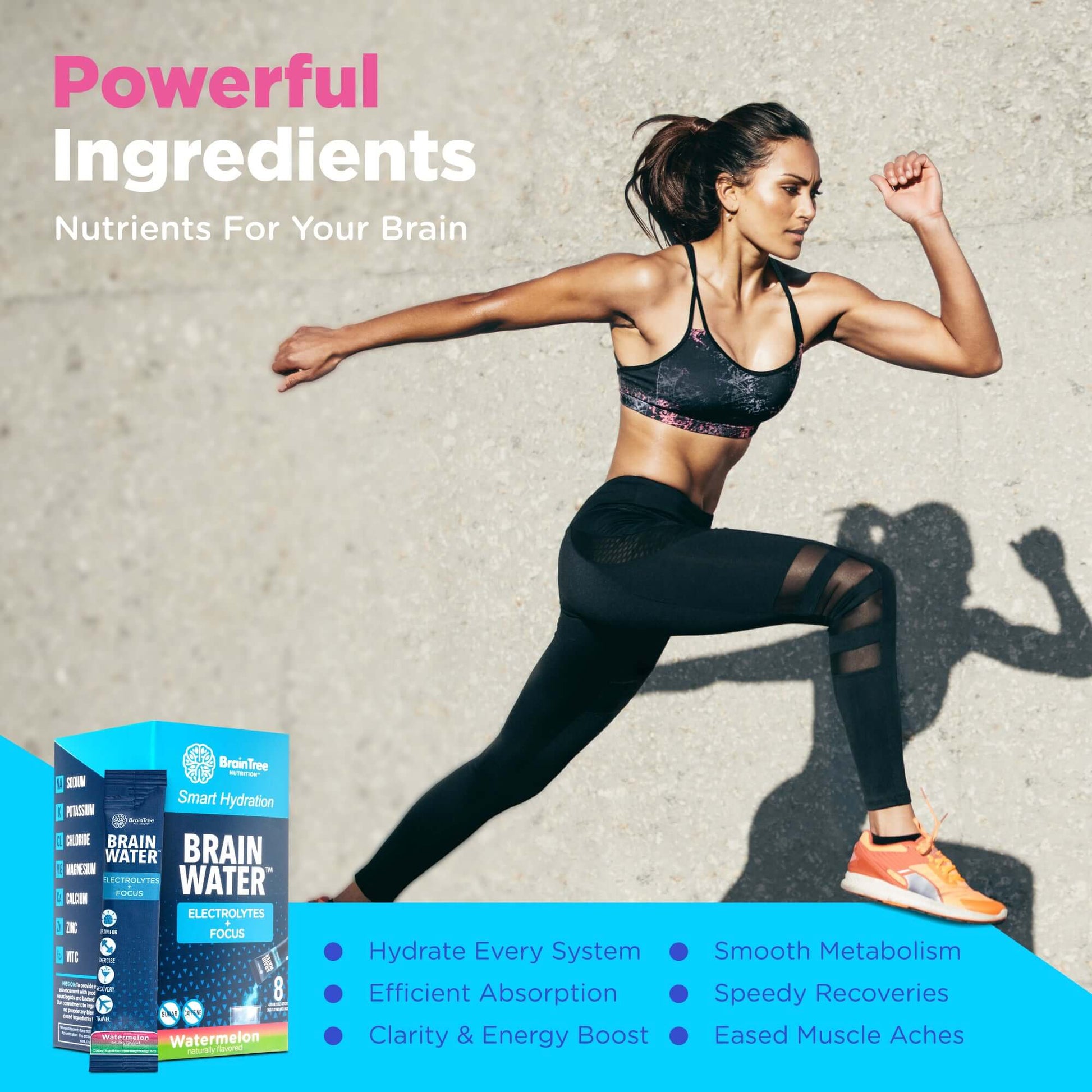 BrainTree Nutrition-Brainwater Electrolytes + Focus Watermelon