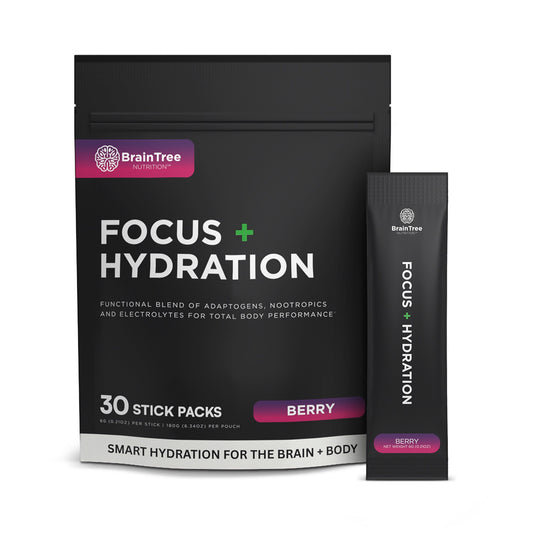 Berry Focus and Hydration drink designed to support mental clarity with nootropics and electrolytes.