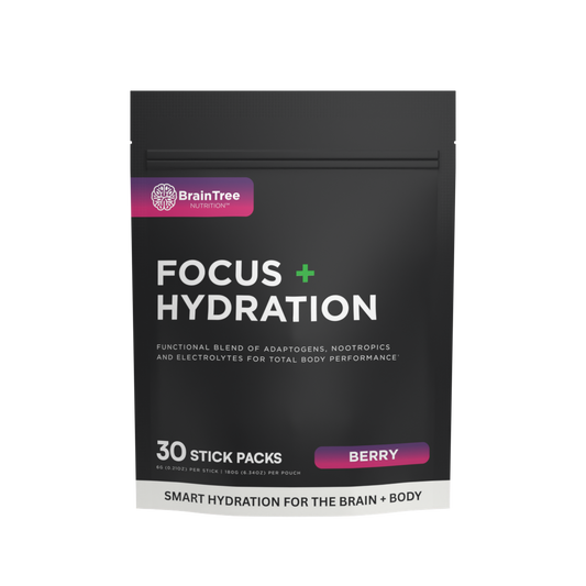 Berry Focus and Hydration drink designed to support mental clarity with nootropics and electrolytes.