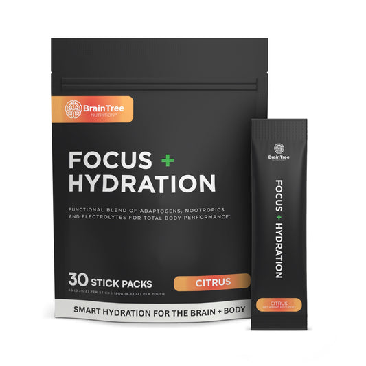 Citrus Focus and Hydration drink with nootropics and electrolytes for clean mental energy.