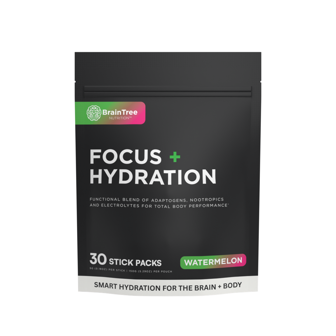 Watermelon Focus and Hydration nootropic electrolyte drink designed to support mental clarity and clean energy.